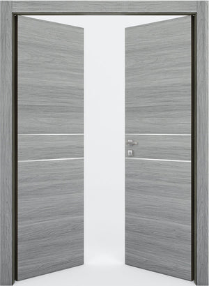 Nova 2HC Braga Olmo Matrix CPL  Modern Double Pre-Hung Door - Doors and Beyond