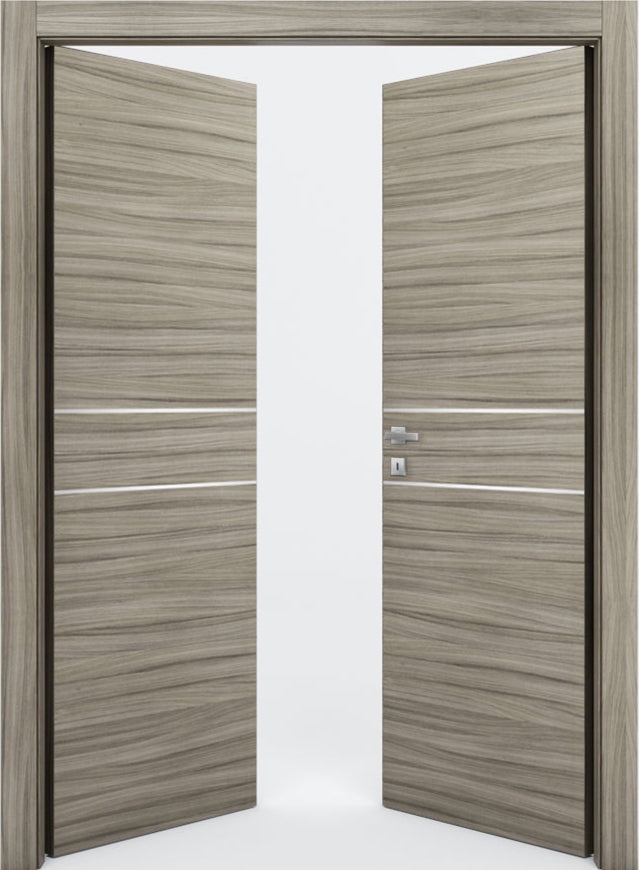 Nova 2HC Braga Palissandro  Matrix CPL  Modern Double Pre-Hung Door - Doors and Beyond