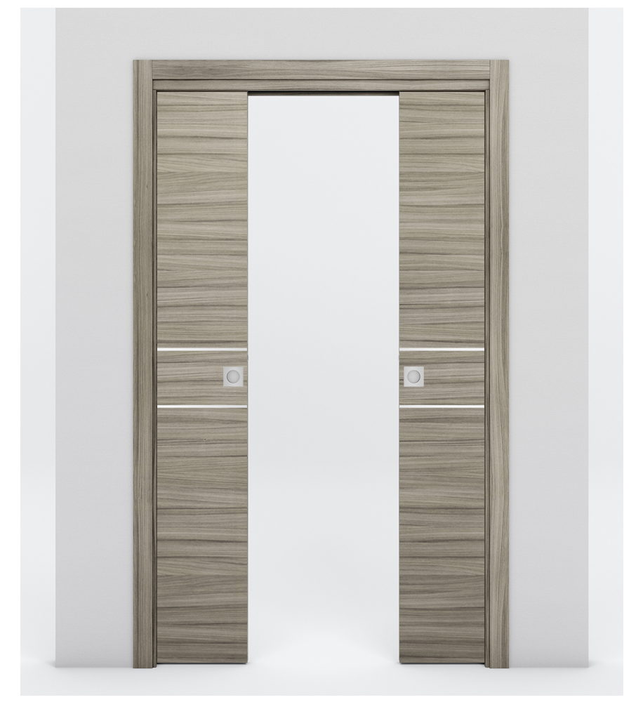 Nova 2HC Braga Palissandro Matrix Laminated Modern Double Pocket Door - Doors and Beyond