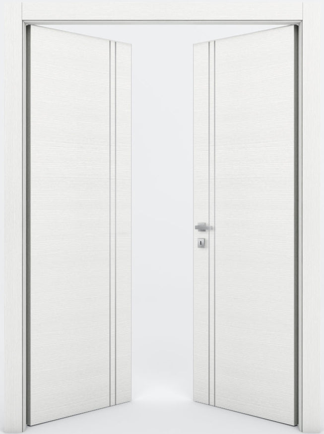 Nova 2V  Braga Bianco Matrix CPL Modern Double Pre-Hung Door - Doors and Beyond
