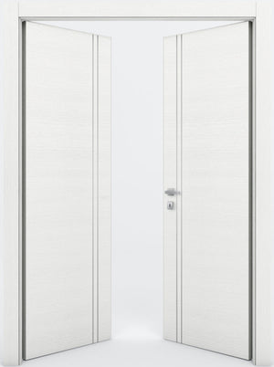 Nova 2V  Braga Bianco Matrix CPL Modern Double Pre-Hung Door - Doors and Beyond