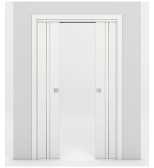 Nova 2V Braga Bianco Matrix Laminated Modern Double Pocket Door - Doors and Beyond