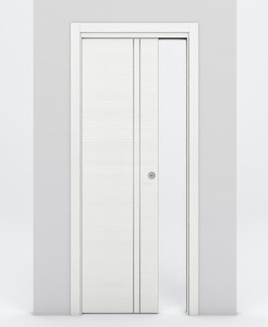 Nova 2V Braga Bianco Matrix Laminated Modern Pocket Door - Doors and Beyond