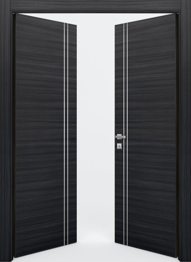 Nova 2V Braga Blu Matrix CPL Modern Double Pre-Hung Door - Doors and Beyond