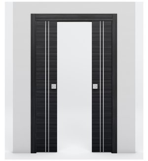 Nova 2V Braga Blu Matrix Laminated Modern Double Pocket Door - Doors and Beyond