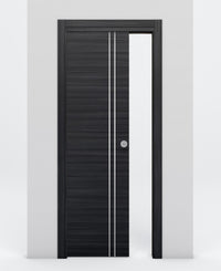 Nova 2V Braga Blu Matrix Laminated Modern Pocket Door - Doors and Beyond