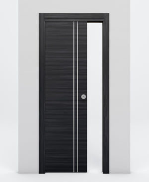 Nova 2V Braga Blu Matrix Laminated Modern Pocket Door - Doors and Beyond