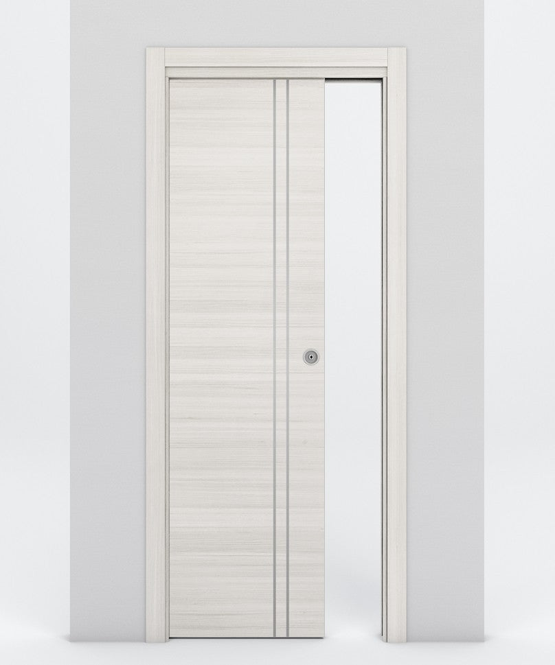 Nova 2V Braga Crema Matrix Laminated Modern Pocket Door - Doors and Beyond
