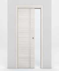 Nova 2V Braga Crema Matrix Laminated Modern Pocket Door - Doors and Beyond