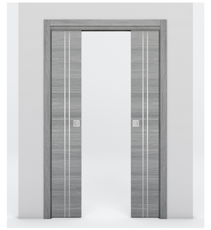 Nova 2V Braga Olmo Matrix Laminated Modern Double Pocket Door - Doors and Beyond