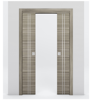 Nova 2V Braga Palissandro Matrix Laminated Modern Double Pocket Door - Doors and Beyond