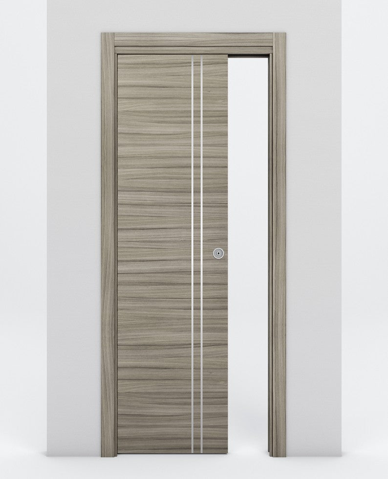 Nova 2V Braga Palissandro Matrix Laminated Modern Pocket Door - Doors and Beyond