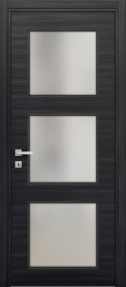 Nova 3-Lite Braga Blu  Matrix CPL Modern Single Pre-hung Door - Doors and Beyond