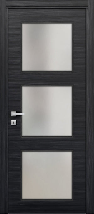 Nova 3-Lite Braga Blu  Matrix CPL Modern Single Pre-hung Door - Doors and Beyond