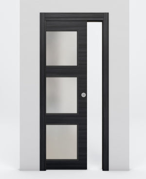 Nova 3-Lite Braga Blu Matrix Laminated Modern Pocket Door - Doors and Beyond