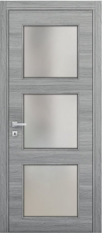 Nova 3-Lite Braga Olmo Matrix CPL Modern Single Pre-hung Door - Doors and Beyond