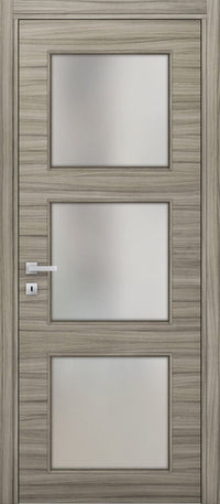 Nova 3-Lite Braga Palissandro  Matrix CPL Modern Single Pre-hung Door - Doors and Beyond