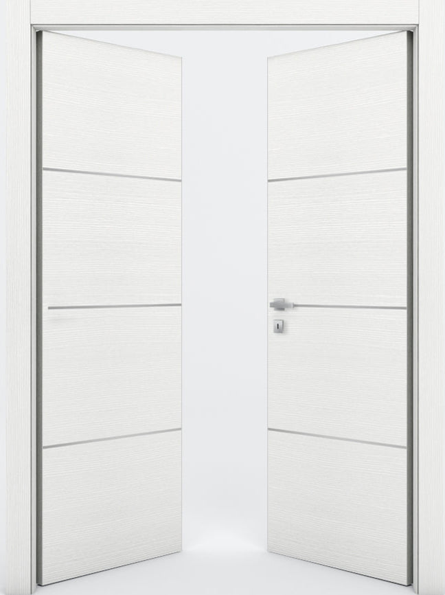 Nova 3H Braga Bianco Matrix CPL Modern Double Pre-Hung Door - Doors and Beyond
