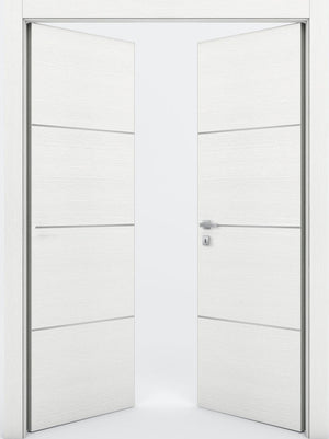 Nova 3H Braga Bianco Matrix CPL Modern Double Pre-Hung Door - Doors and Beyond