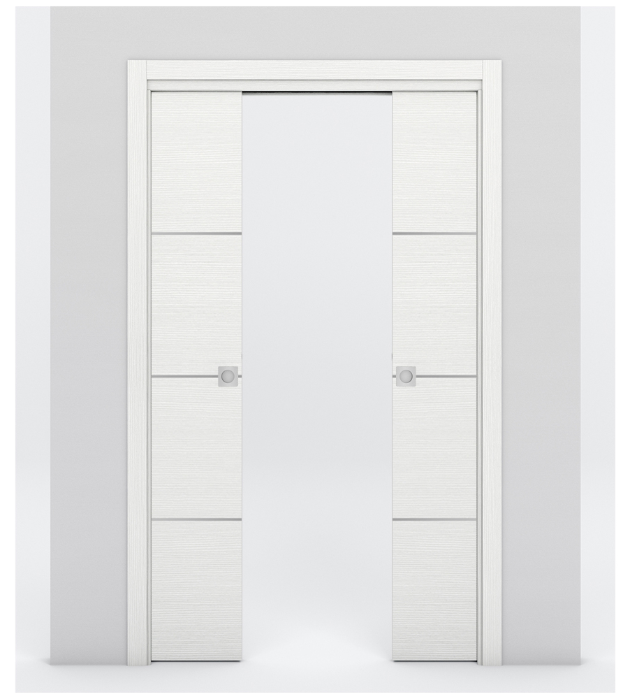 Nova 3H Braga Bianco Matrix Laminated Modern Double Pocket Door - Doors and Beyond