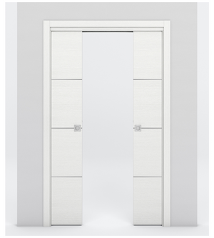 Nova 3H Braga Bianco Matrix Laminated Modern Double Pocket Door - Doors and Beyond