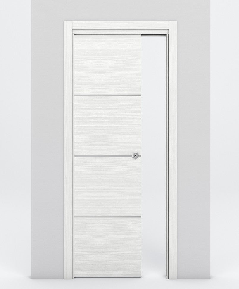 Nova 3H Braga Bianco Matrix Laminated Modern Pocket Door - Doors and Beyond