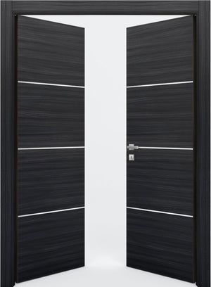 Nova 3H Braga Blu  Matrix CPL  Modern Double Pre-Hung Door - Doors and Beyond