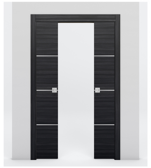 Nova 3H Braga Blu Matrix Laminated Modern Double Pocket Door - Doors and Beyond