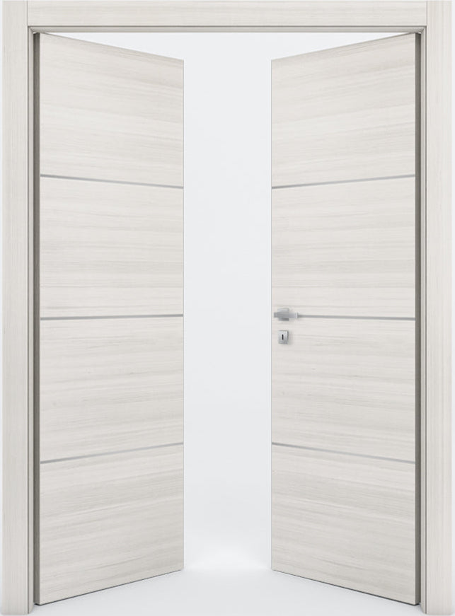 Nova 3H Braga Crema Matrix CPL  Modern Double Pre-Hung Door - Doors and Beyond