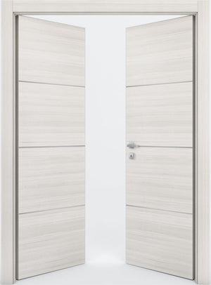 Nova 3H Braga Crema Matrix CPL  Modern Double Pre-Hung Door - Doors and Beyond