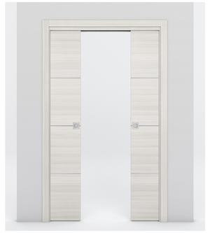 Nova 3H Braga Crema Matrix Laminated Modern Double Pocket Door - Doors and Beyond