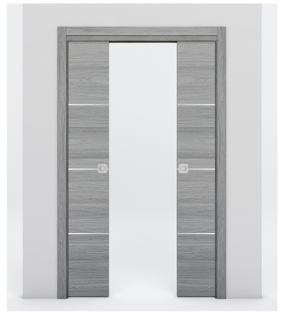 Nova 3H Braga Olmo Matrix Laminated Modern Double Pocket Door - Doors and Beyond