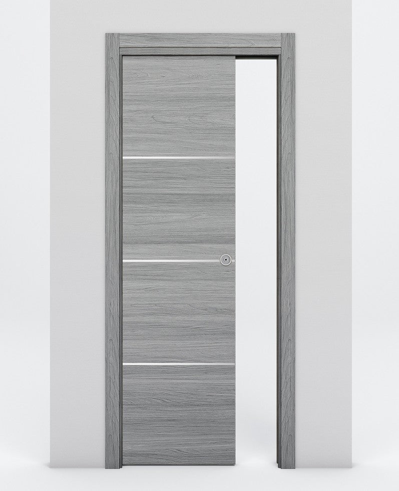 Nova 3H Braga Olmo Matrix Laminated Modern Pocket Door - Doors and Beyond