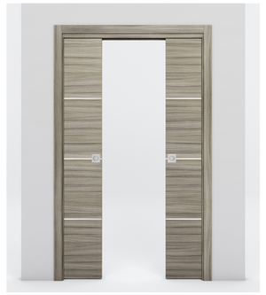 Nova 3H Braga Palissandro Matrix Laminated Modern Double Pocket Door - Doors and Beyond