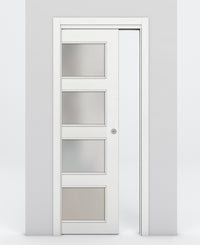 Nova 4-Lite Braga Bianco Matrix Laminated Modern Pocket Door - Doors and Beyond