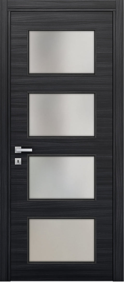 Nova 4-Lite Braga Blu  Matrix CPL Modern Single Pre-hung Door - Doors and Beyond