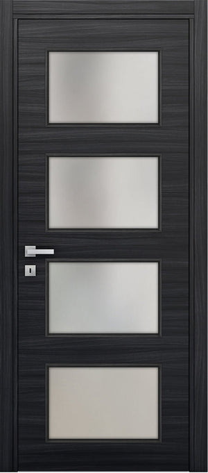Nova 4-Lite Braga Blu  Matrix CPL Modern Single Pre-hung Door - Doors and Beyond