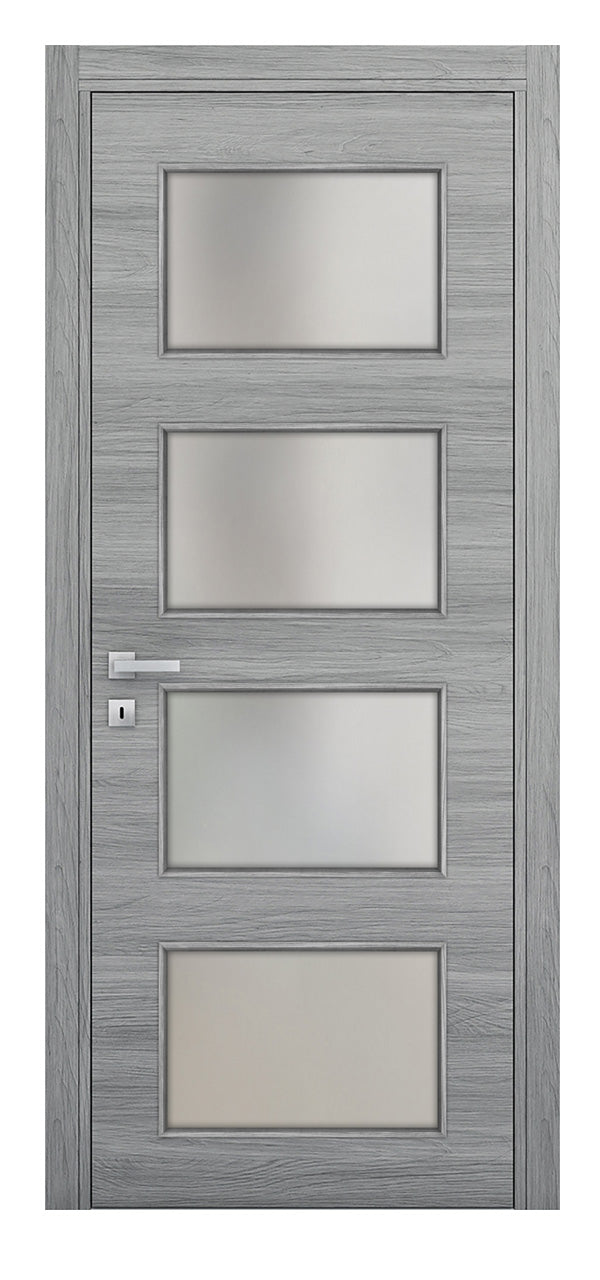 Nova 4-Lite Braga Olmo Matrix CPL Modern Single Pre-hung  Door - Doors and Beyond