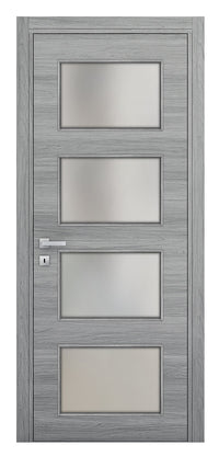 Nova 4-Lite Braga Olmo Matrix CPL Modern Single Pre-hung  Door - Doors and Beyond