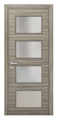 Nova 4-Lite Braga Palissandro  Matrix CPL Modern Single Pre-hung Door - Doors and Beyond