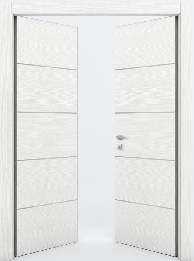 Nova 4H Braga Bianco Matrix CPL Modern Double Pre-Hung Door - Doors and Beyond