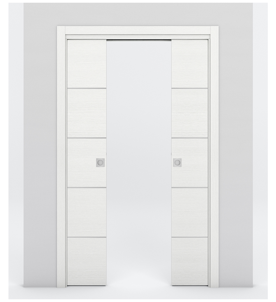 Nova 4H Braga Bianco Matrix Laminated Modern Double Pocket Door - Doors and Beyond