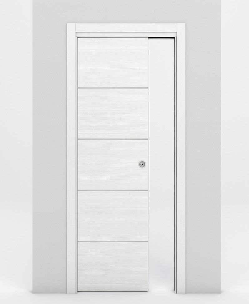 Nova 4H Braga Bianco Matrix Laminated Modern Pocket Door - Doors and Beyond