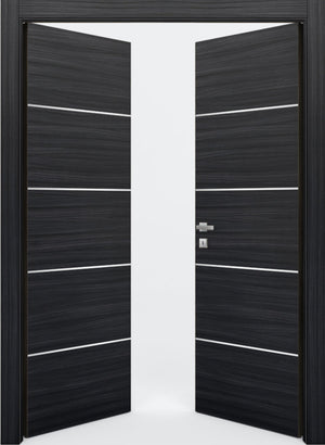 Nova 4H Braga Blu  Matrix CPL  Modern Double Pre-Hung Door - Doors and Beyond