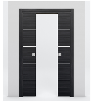 Nova 4H Braga Blu Matrix Laminated Modern Double Pocket Door - Doors and Beyond