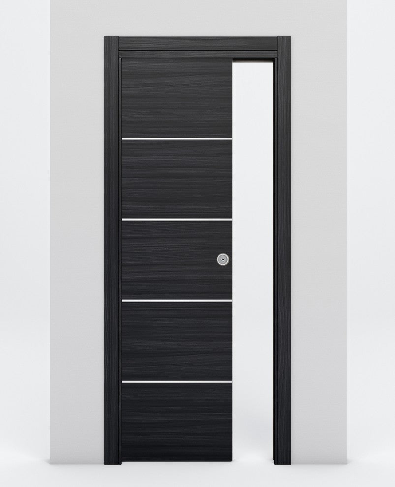 Nova 4H Braga Blu Matrix Laminated Modern Pocket Door - Doors and Beyond