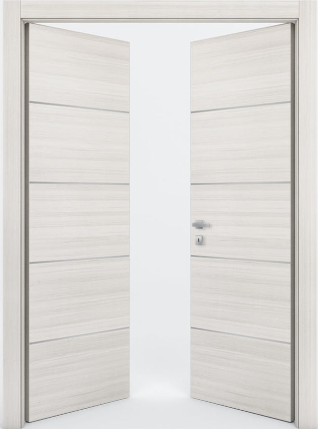Nova 4H Braga Crema Matrix CPL  Modern Double Pre-Hung Door - Doors and Beyond