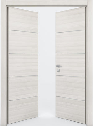 Nova 4H Braga Crema Matrix CPL  Modern Double Pre-Hung Door - Doors and Beyond