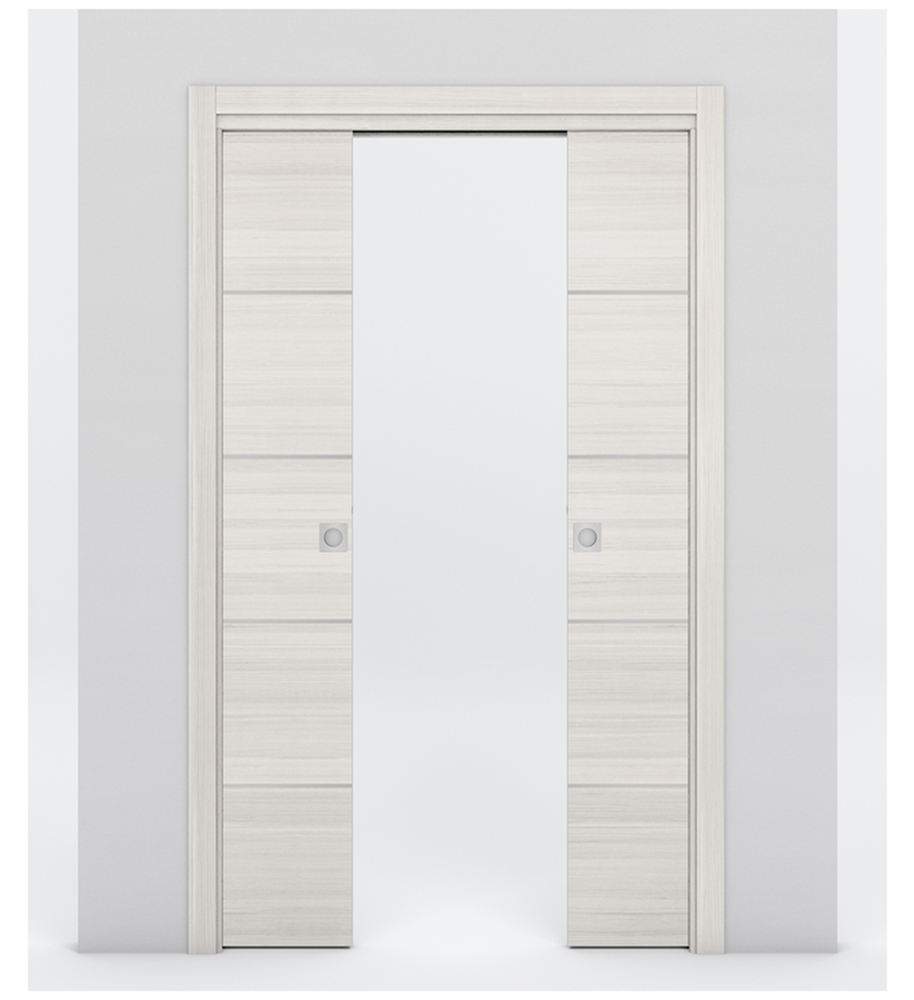 Nova 4H Braga Crema Matrix Laminated Modern Double Pocket Door - Doors and Beyond