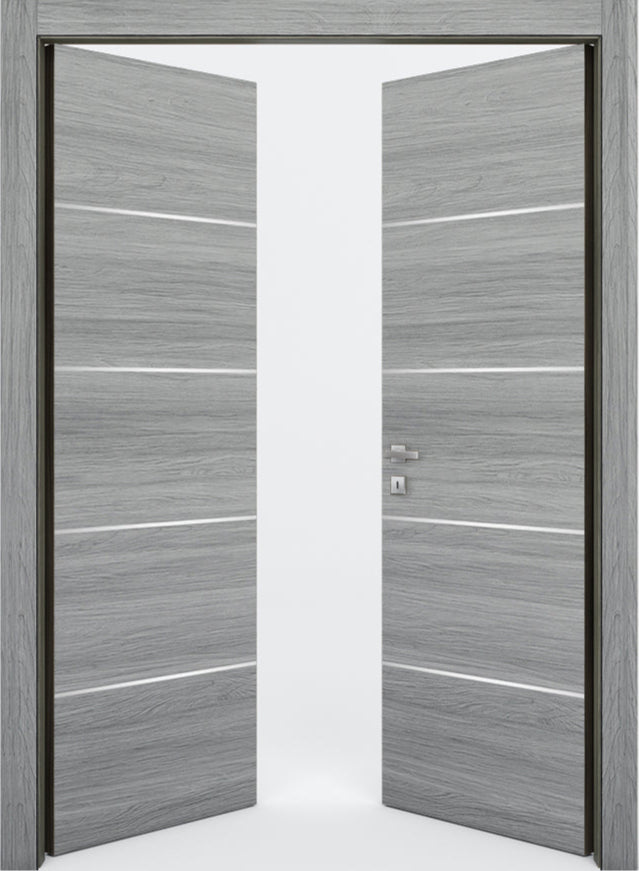 Nova 4H Braga Olmo Matrix CPL  Modern Double Pre-Hung Door - Doors and Beyond